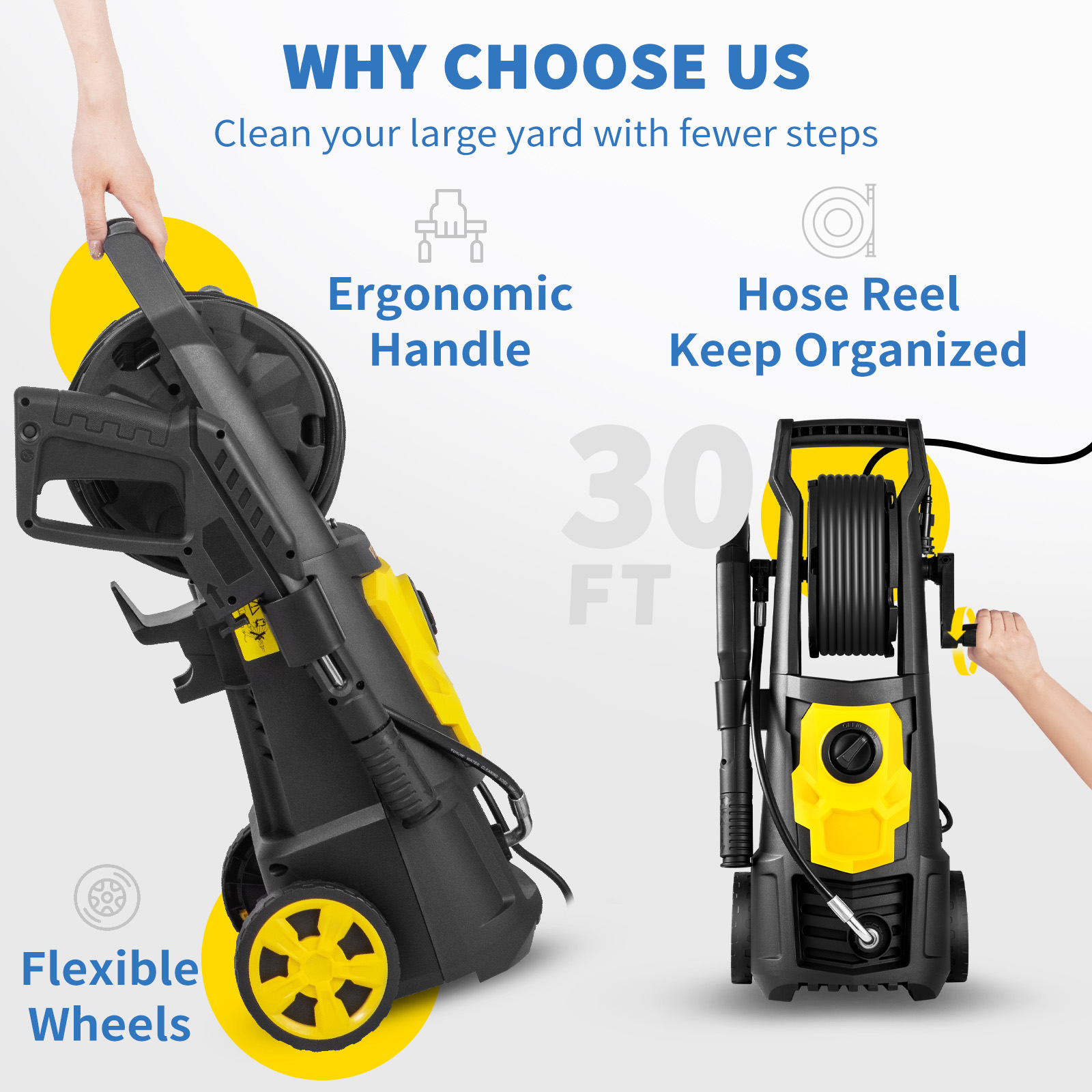 VEVOR Electric Pressure Washer, 2000 PSI, Max. 1.76 GPM Power Washer W 30 Ft Hose, 5 Quick Connect… image 2