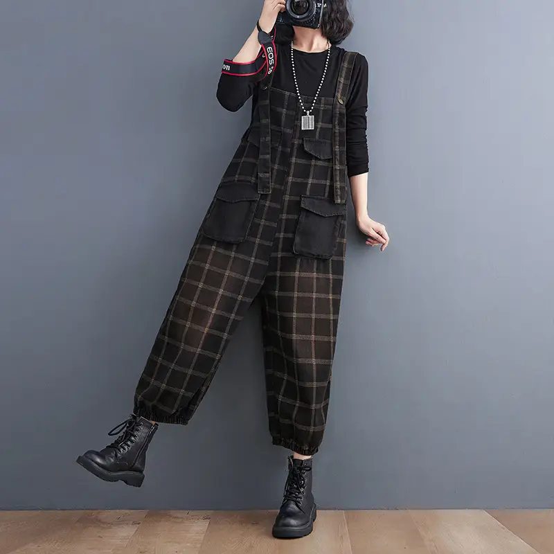 Korean Version Of The New Large Size Printing Check Denim Strap