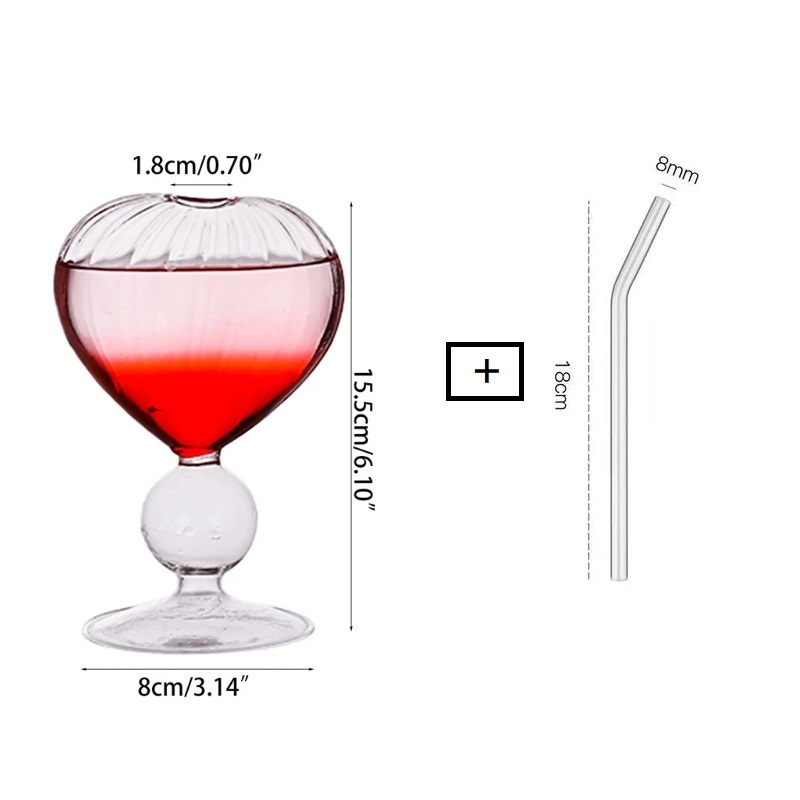 Love Glass Coffee Cup With Straw