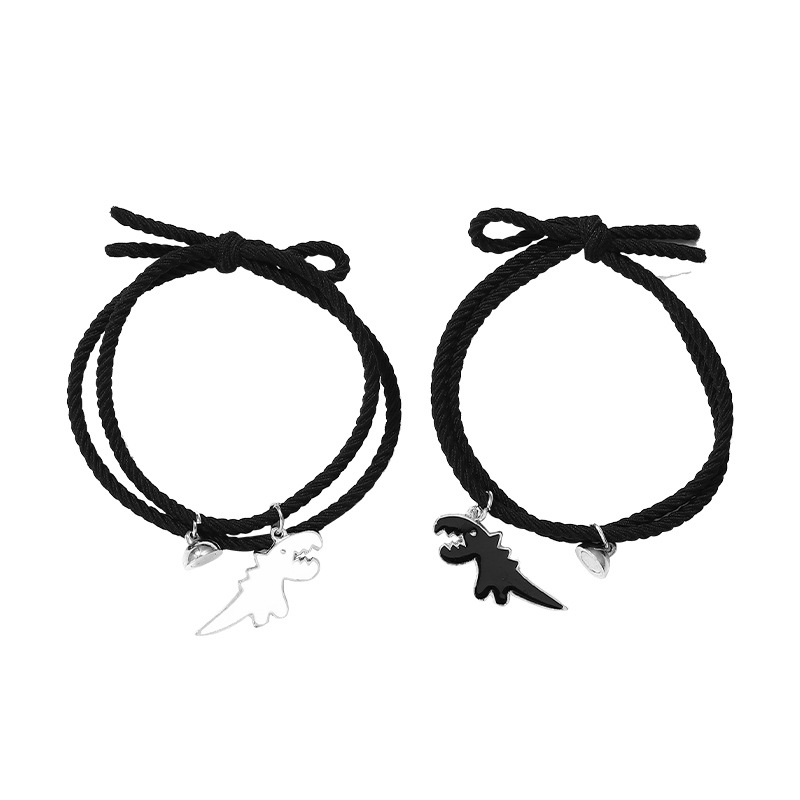 A Pair Of New Cartoon Black And White Dinosaur Matching Bracelets