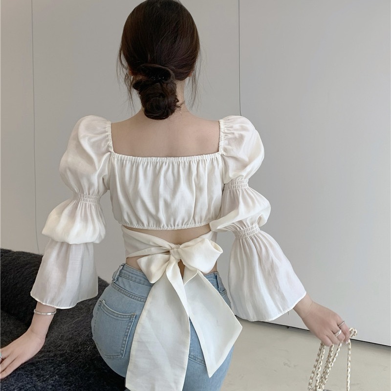 French Square Neck Fairy Shirt Thin