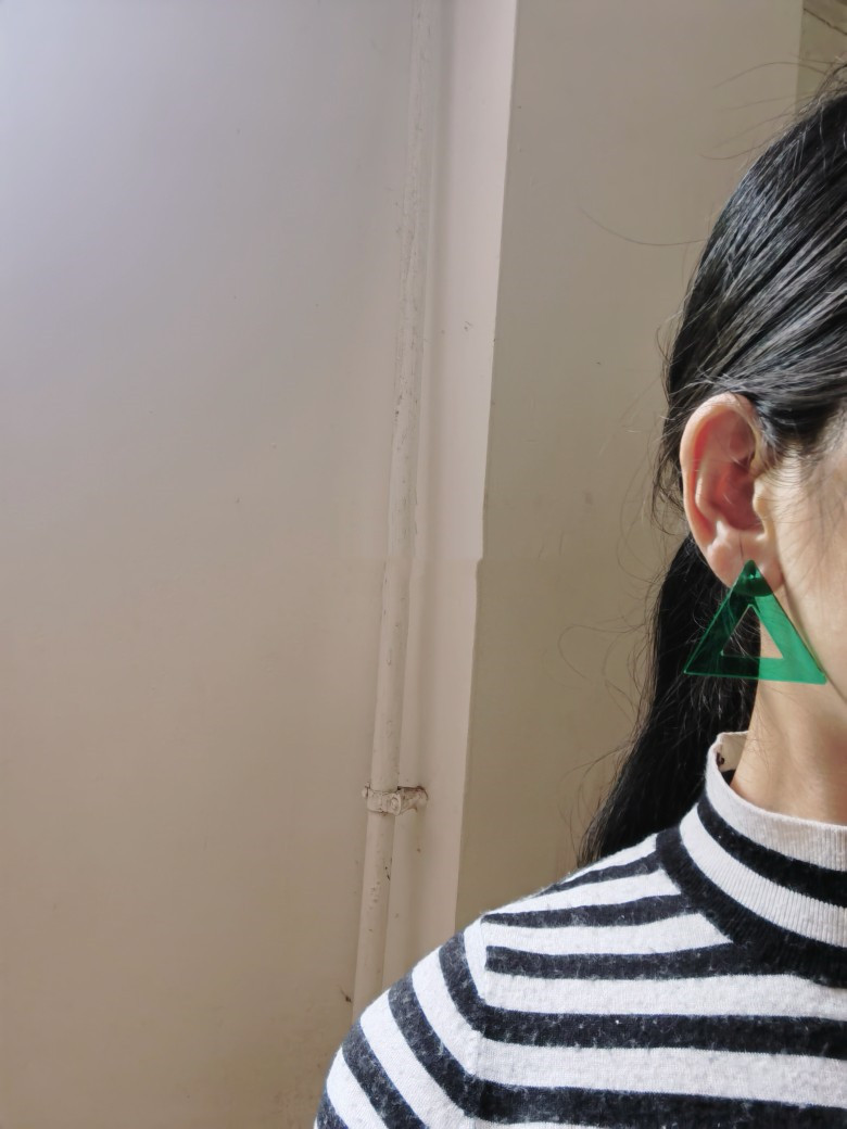 Asymmetric Special Green Geometric Exaggerated Stud Earrings