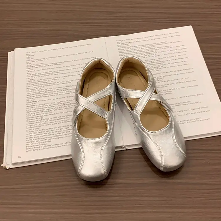 2026 New Women Crisscross Strap Low Cut Mary Janes, Versatile French Style Hidden Wedge Comfort Ballet Flats For Summer & Autumn