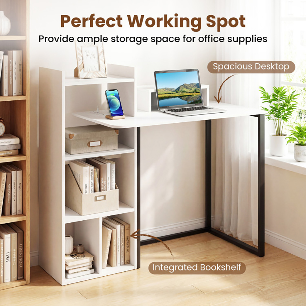 Computer Desk With Charging Station And Ergonomic Monitor Stand With Non-slip Foot Pads For Living Room, Bedroom, Study And Office view 4