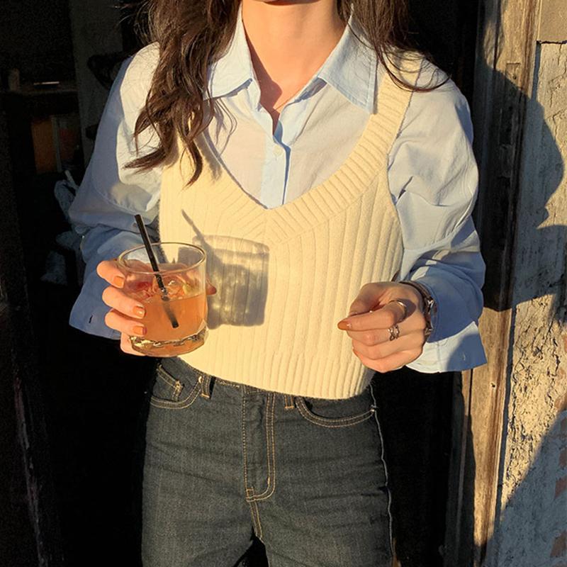 Women's All Match Vest Sleeveless Sweater Knitted Sweater