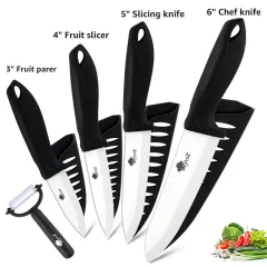 Fivepiece Set Of White Bladed Zirconia Ceramic Knives - Black - View 1