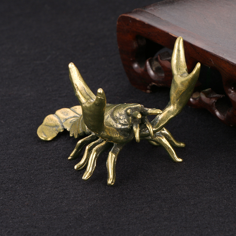 Title 5, Solid Brass Crayfish Ornaments Vintage Pure Cop...