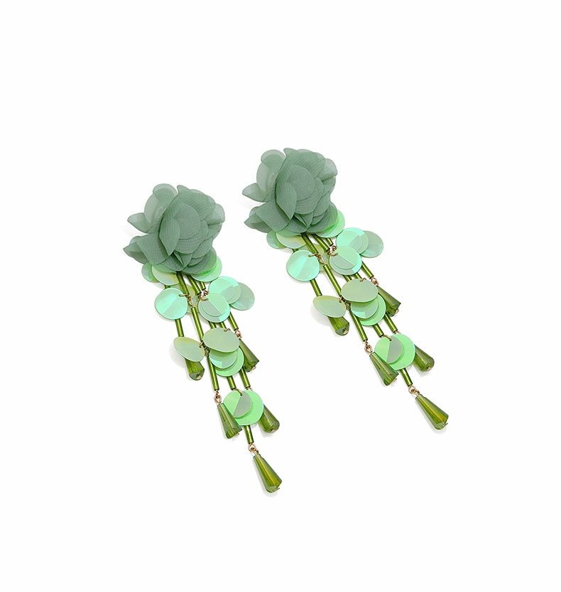 Title 6, Womens exaggerated flower tassel earrings with...