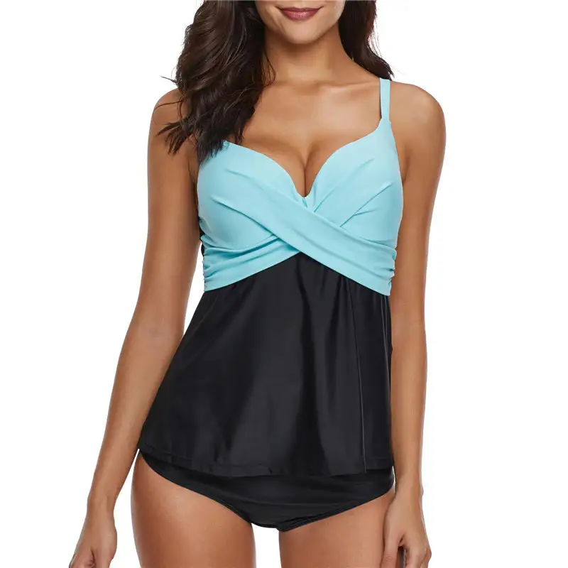 Women's High Waist Plus Size Split Swimsuit