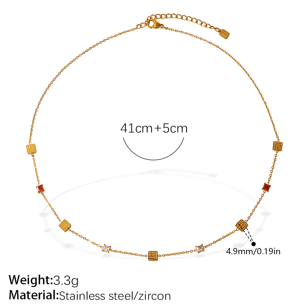 Luxury-lite Sugar Zirconia Necklace - Non-fading 18K Gold Personalized Business Casual Collar Chain