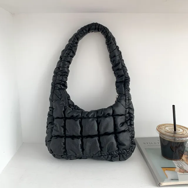 High grade Small Design One shoulder Cotton padded Jacket Bag Black - Shop at LoveMi