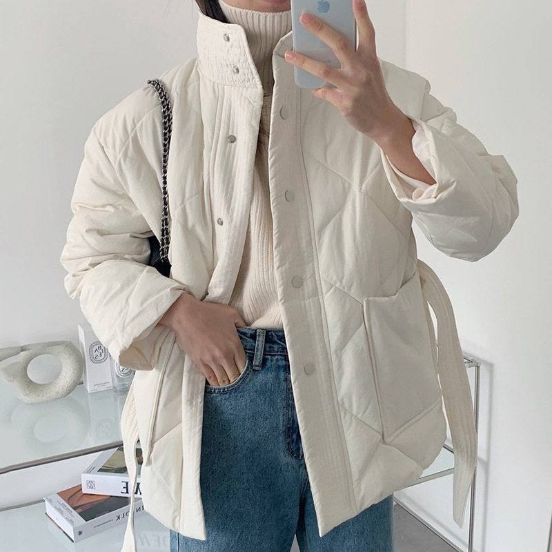 Cotton Jacket With Large Warm Pockets And Waist Waist