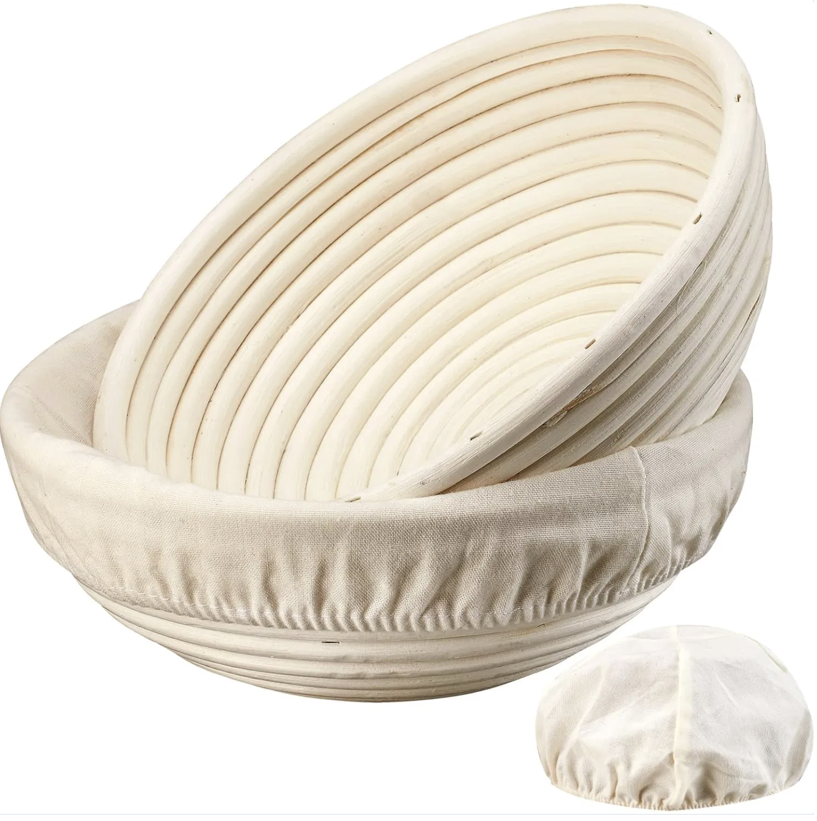 Banneton Bread Proofing Basket - 9 Inch Banneton Basket Set Of 2 Sourdough Proofing Basket Round Proofing Bowls Handmade Rattan Baskets And Liners