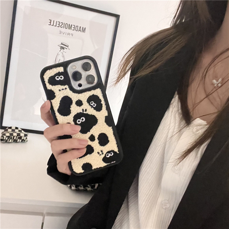 Title 7, Plush Embroidery Cute Briquettes Phone Case