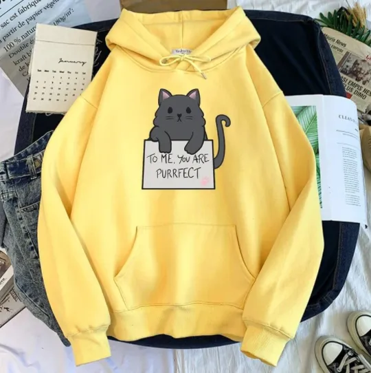 Girls Blank Solid Color Hoodie Sweater Yellow - Shop at LoveMi