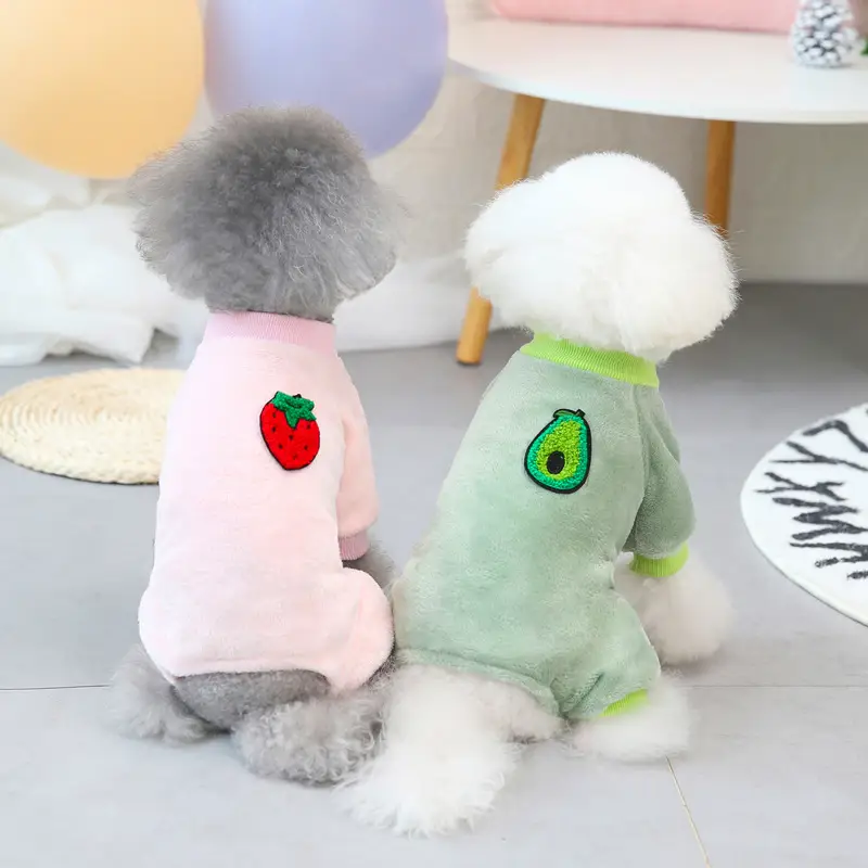 Autumn And Winter New Pet Clothing Pet Fruit Four-leg Coral Fleece Dog