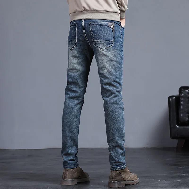 Title 7, Calça jeans masculina lavada, slim reta com str...