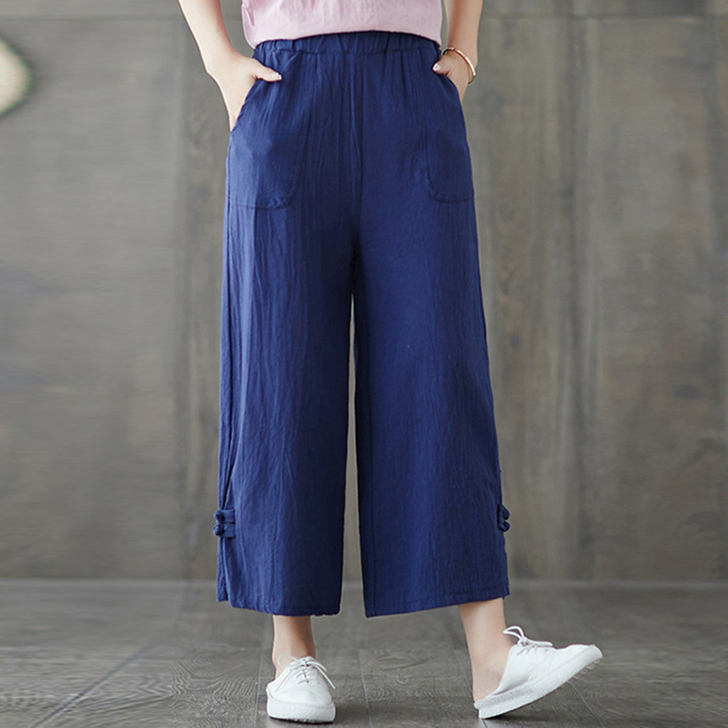 Title 4, Ethnic style retro cross-leg wide-leg pants