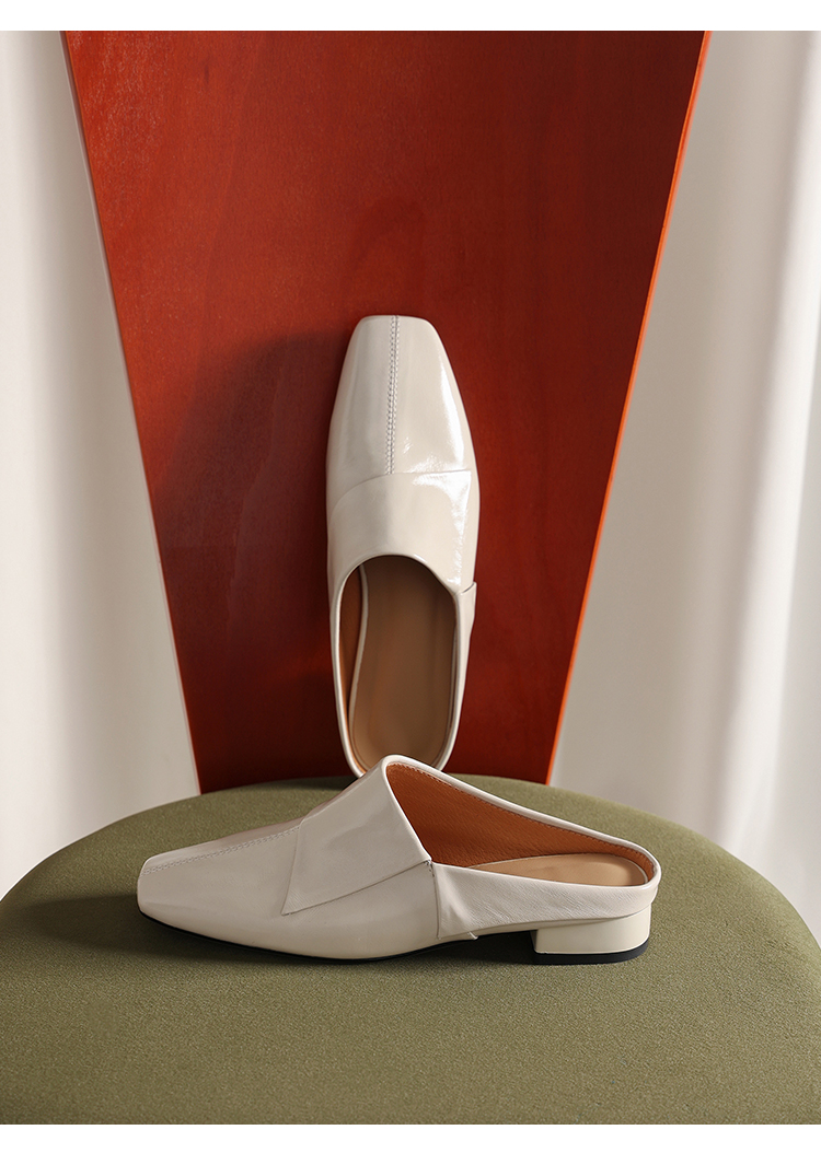 Full-Grain Leather Fold-Over Mules – Pair View, Sarah Express