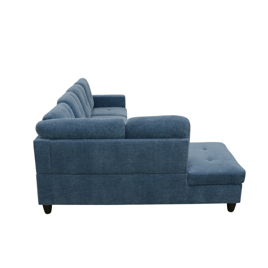 Pickup Only--Blue Flannel 3-Piece Couch Living Room Sofa Set