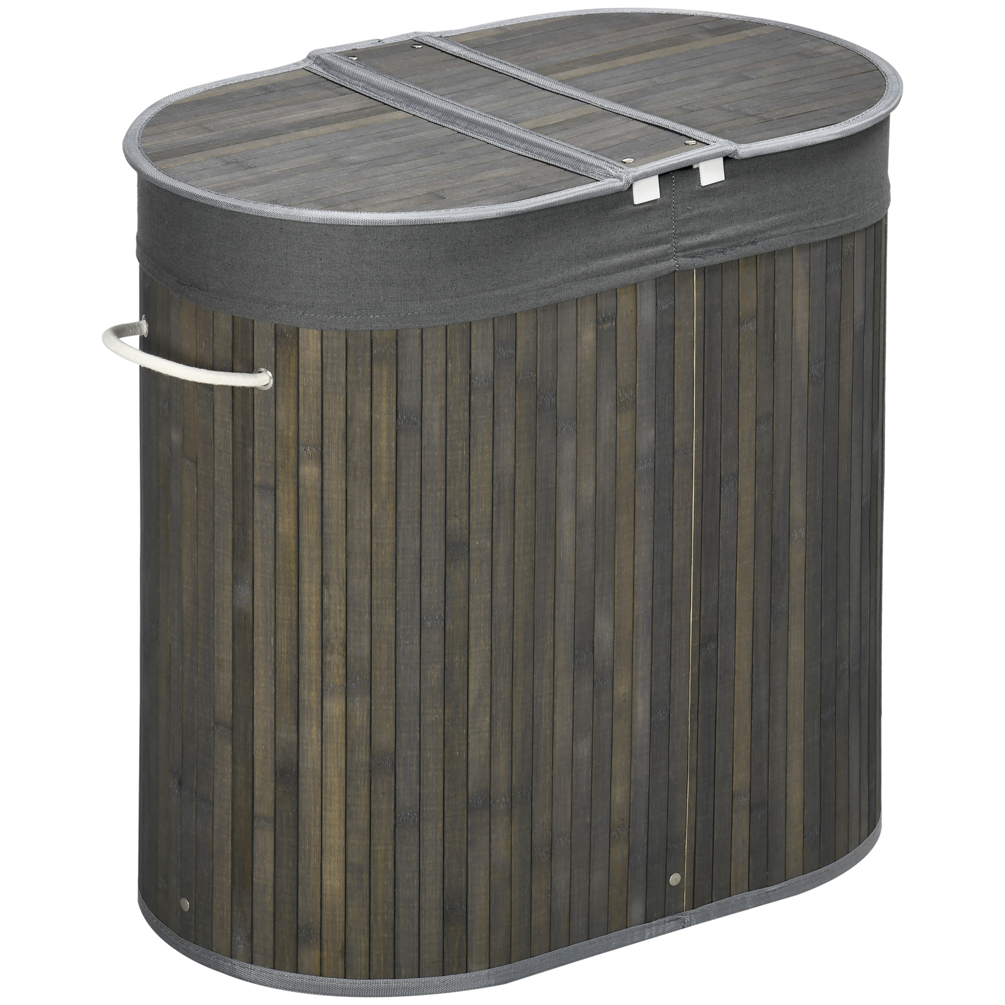 Bamboo Laundry Basket With Lid, 100 Liters, Double-layer Compartments — image 9