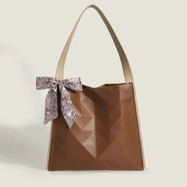 Large capacity Tote Bag Fashion Geometric Rhombus One shoulder Coffee - Shop at LoveMi
