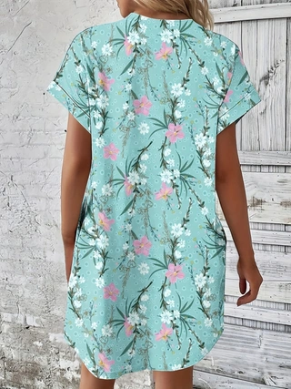 Short Sleeve Printed Pocket Dress