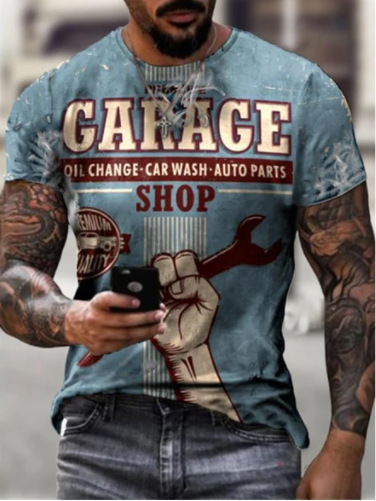 3D Digital Printing T-Shirt Short-Sleeved T-Shirt Top Classic Mechanic