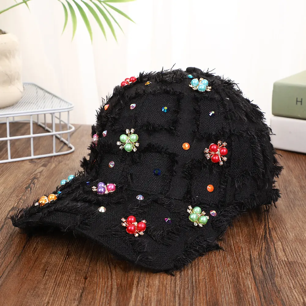 Korean-style Multi-color Fringed Checkered Baseball Cap