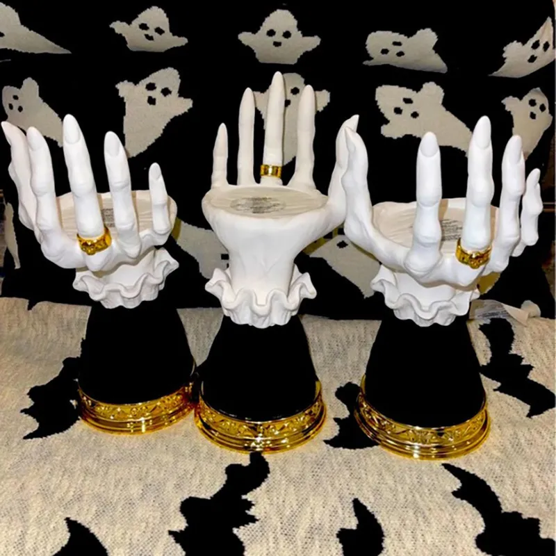 Halloween Palm Tray Candle Holder Halloween Witch Palm Candle Holder Decoration Home Decor – image 2