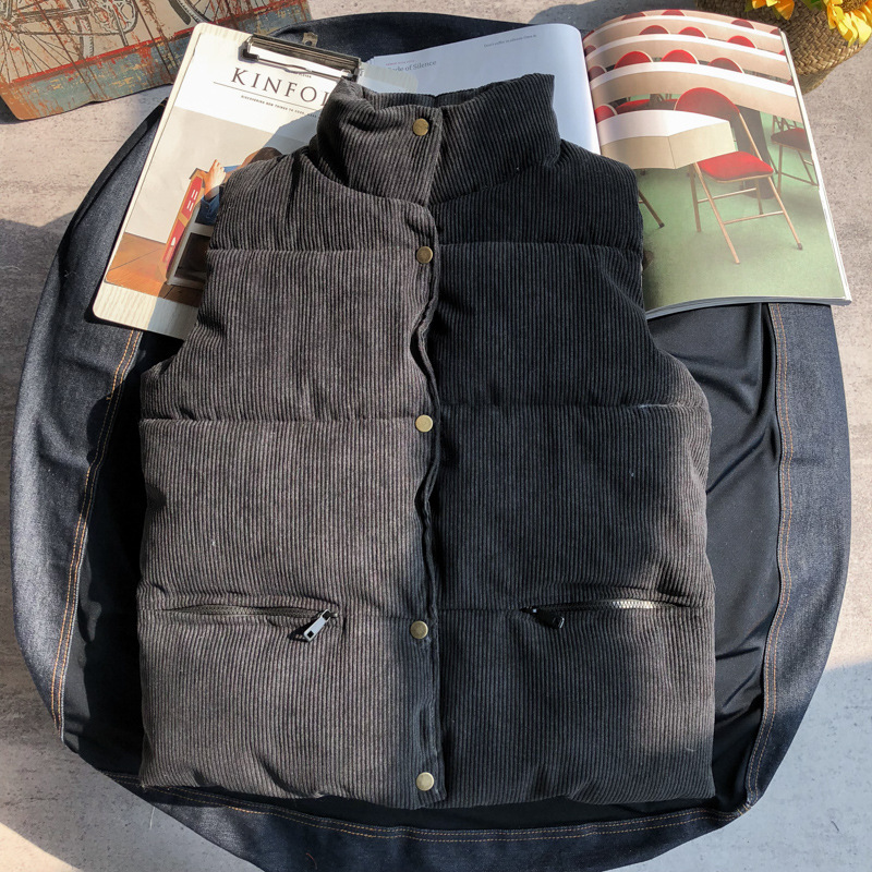 Thickened Warm Casual Down Cotton Vest Jacket Black - Shop at LoveMi