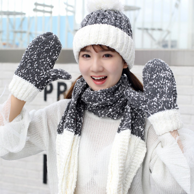 Three Piece Hat Scarf And Gloves For Women
