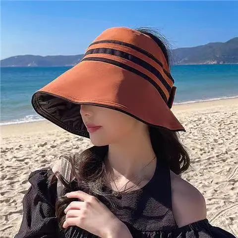 Women's Outdoor UV Protection Too Brim Sun Visor Empty Top Hat Red - Shop at LoveMi
