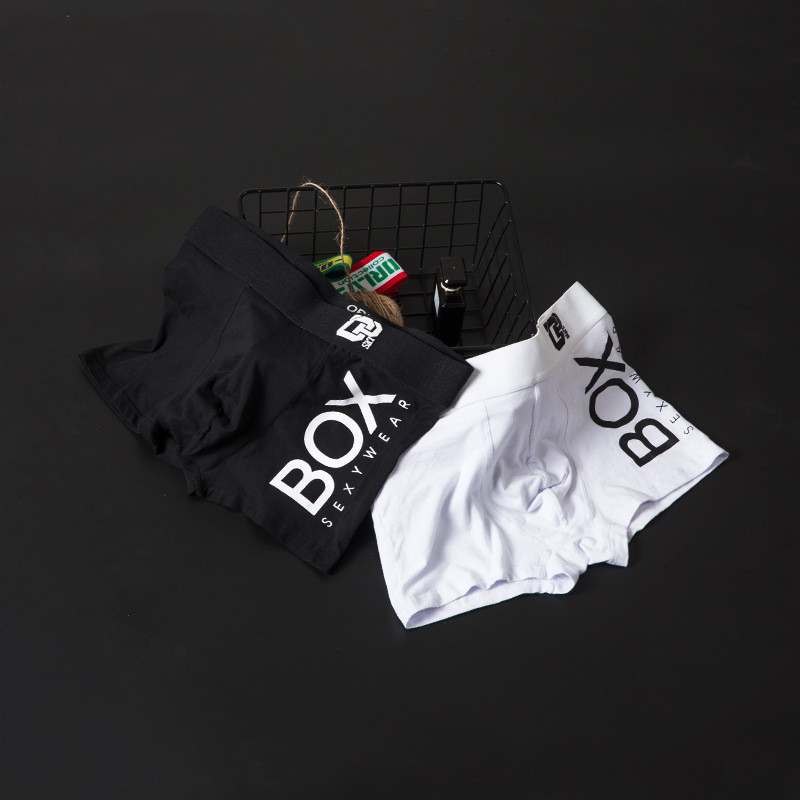 Mid-waist Breathable Cotton Boxers Black And White