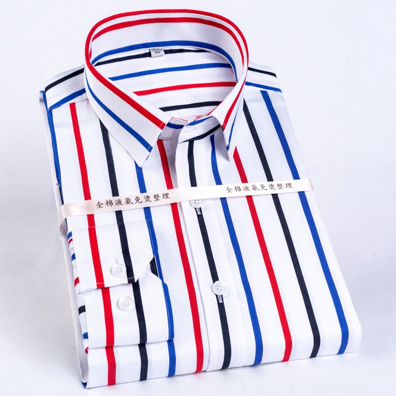 High-end Business Casual Vertical Stripe Crease-resistant Cotton Shirt