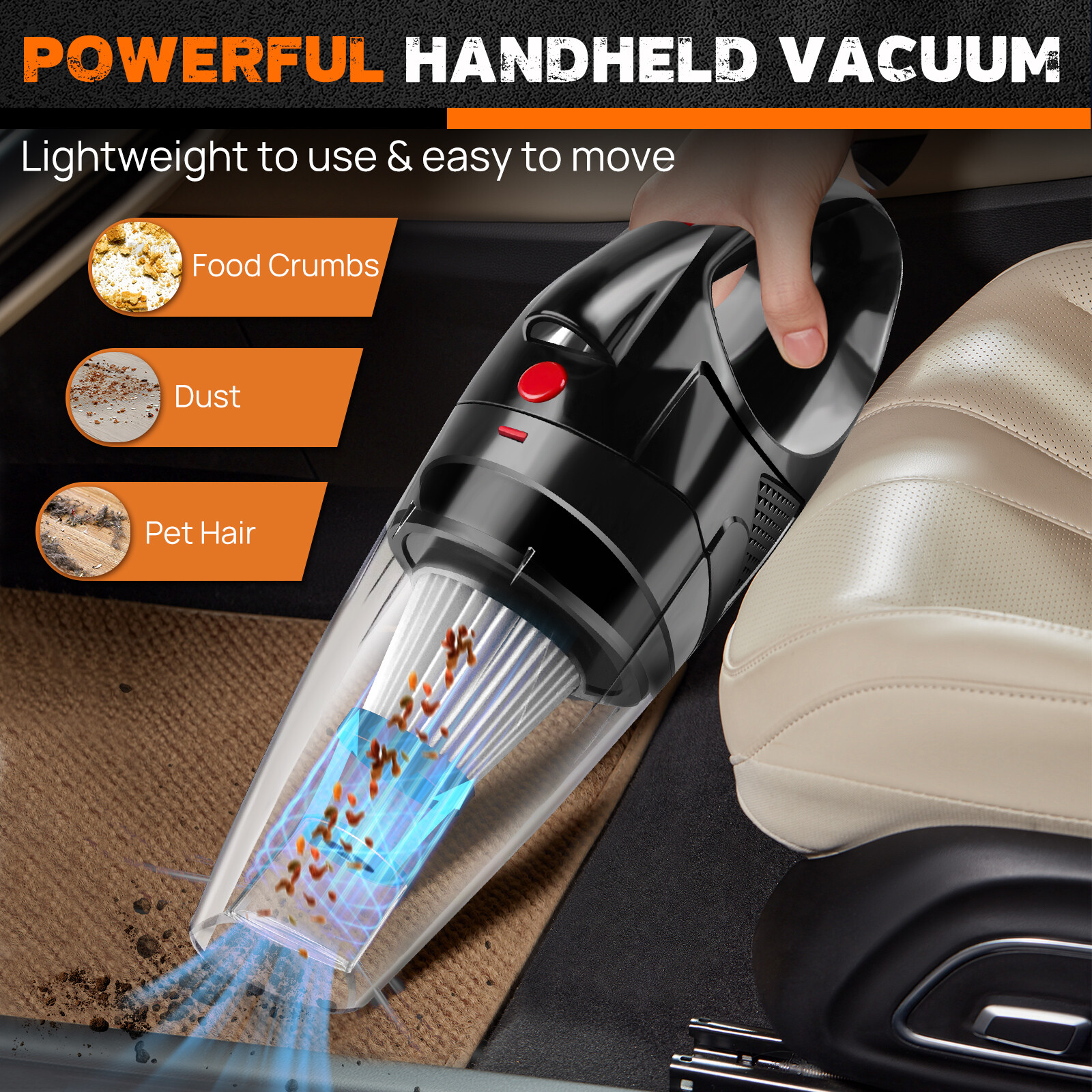 Mini Cordless Vacuum Cleaner Car Handheld Vacuum Power Suction USB Rechargeable