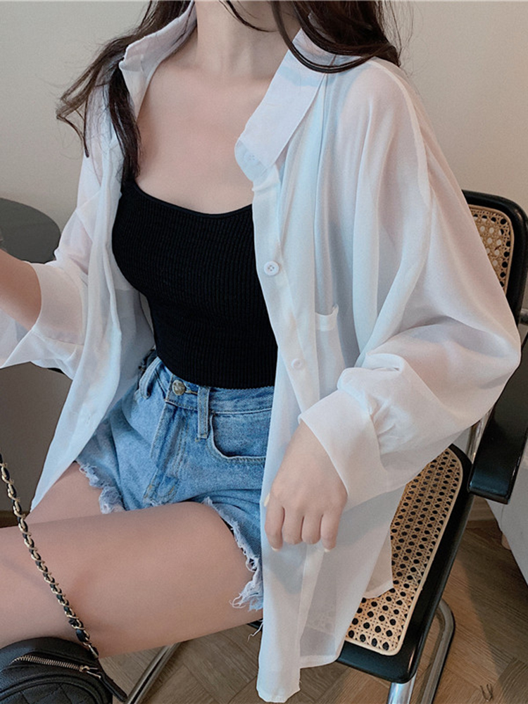 New Loose Bat Cardigan Short Chiffon Air-conditioned Shirt With A Small Shawl