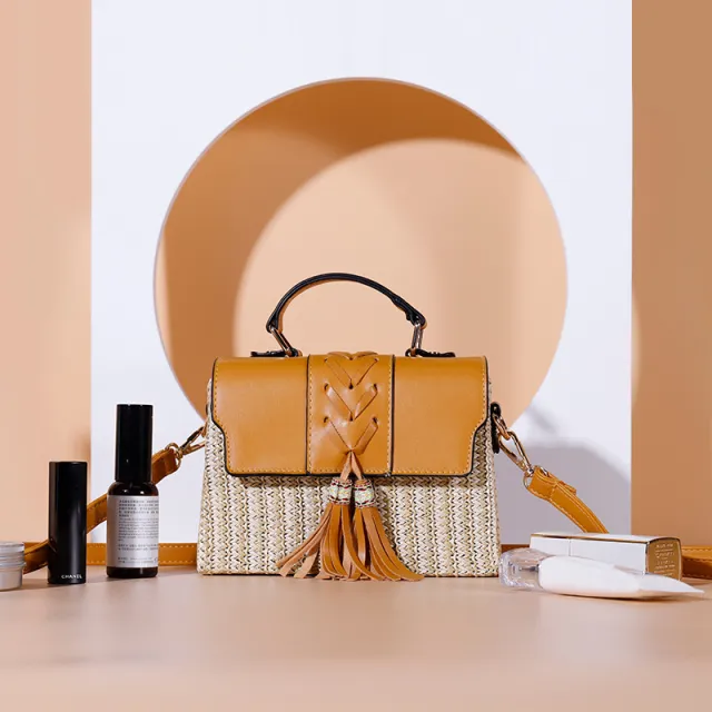 Spring And Summer New PP Straw Woven Box Bag Women Yellow - Shop at LoveMi
