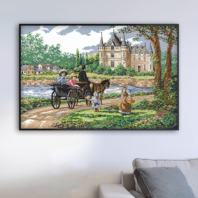 Landscape Cross Suburban Self-embroidered Fabric Decorative Painting — foto 3