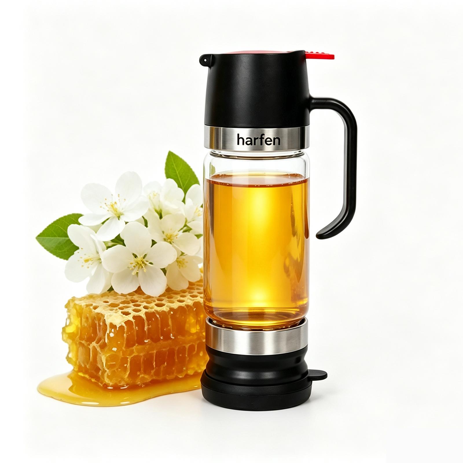 Glass Honey Dispenser Jar With Handle, Auto Flip Lid, Household Honey Storage Bottle,Self-pickup Only image 6