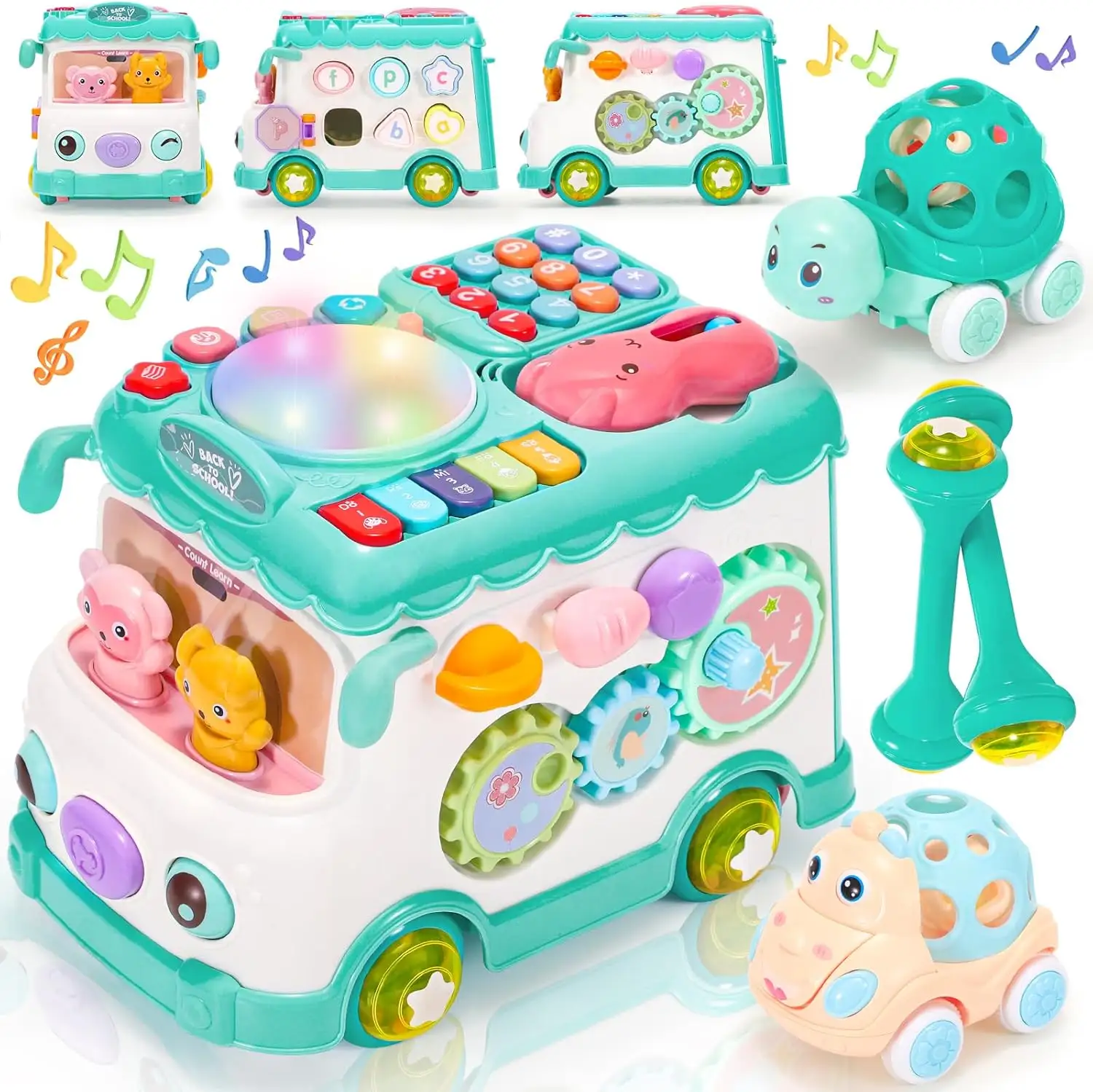 Baby Activity Bus Toy Set 6-in-1 Multifunctional