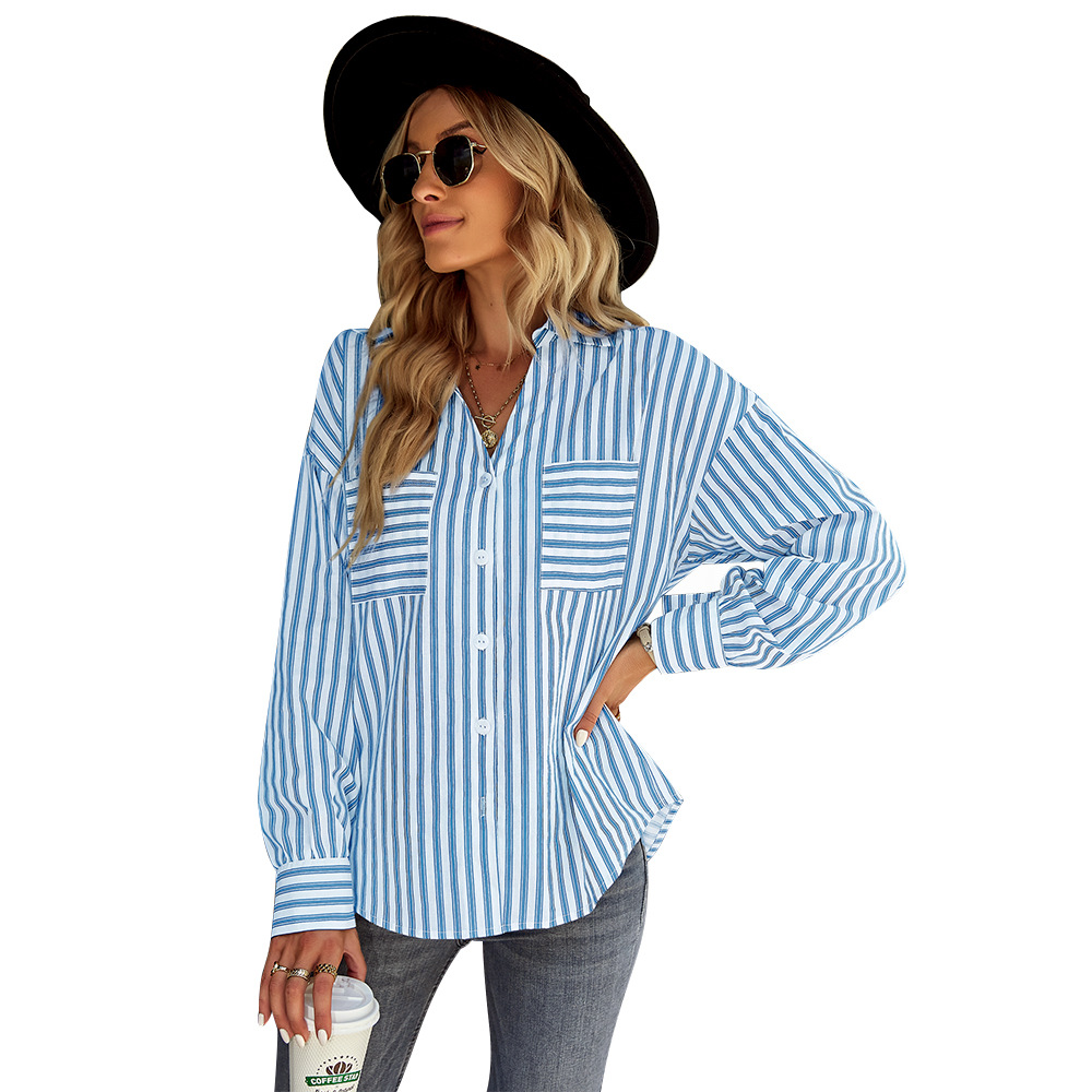 Title 2, Womens Fashion Casual Striped Shirt Top, Comfo...