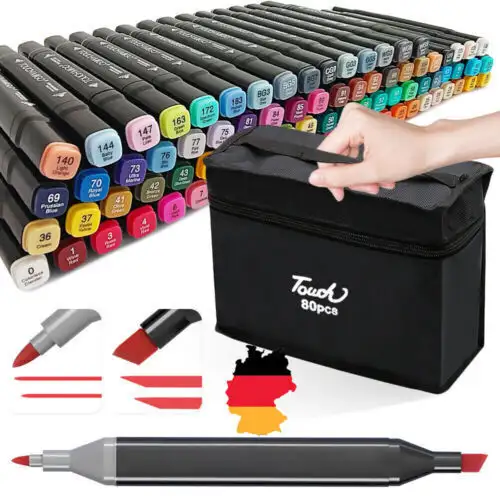 80 Farbe Acrylstifte Marker Set Permanent Pen DIY Graffiti Sketch Dual Pen