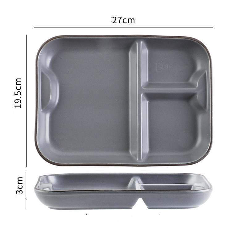 Grey compartment plate