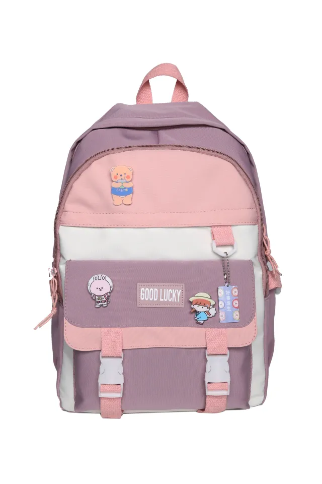 High School Girl's Simple Large capacity Light Backpack Pink - Shop at LoveMi