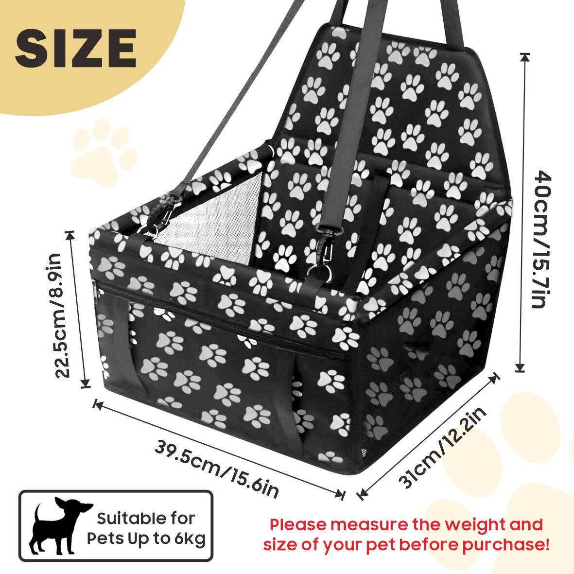 NEW Dog Car Seat For Small Medium Pet, Portable Cat Puppy Rabbit Travel Booster — image 11