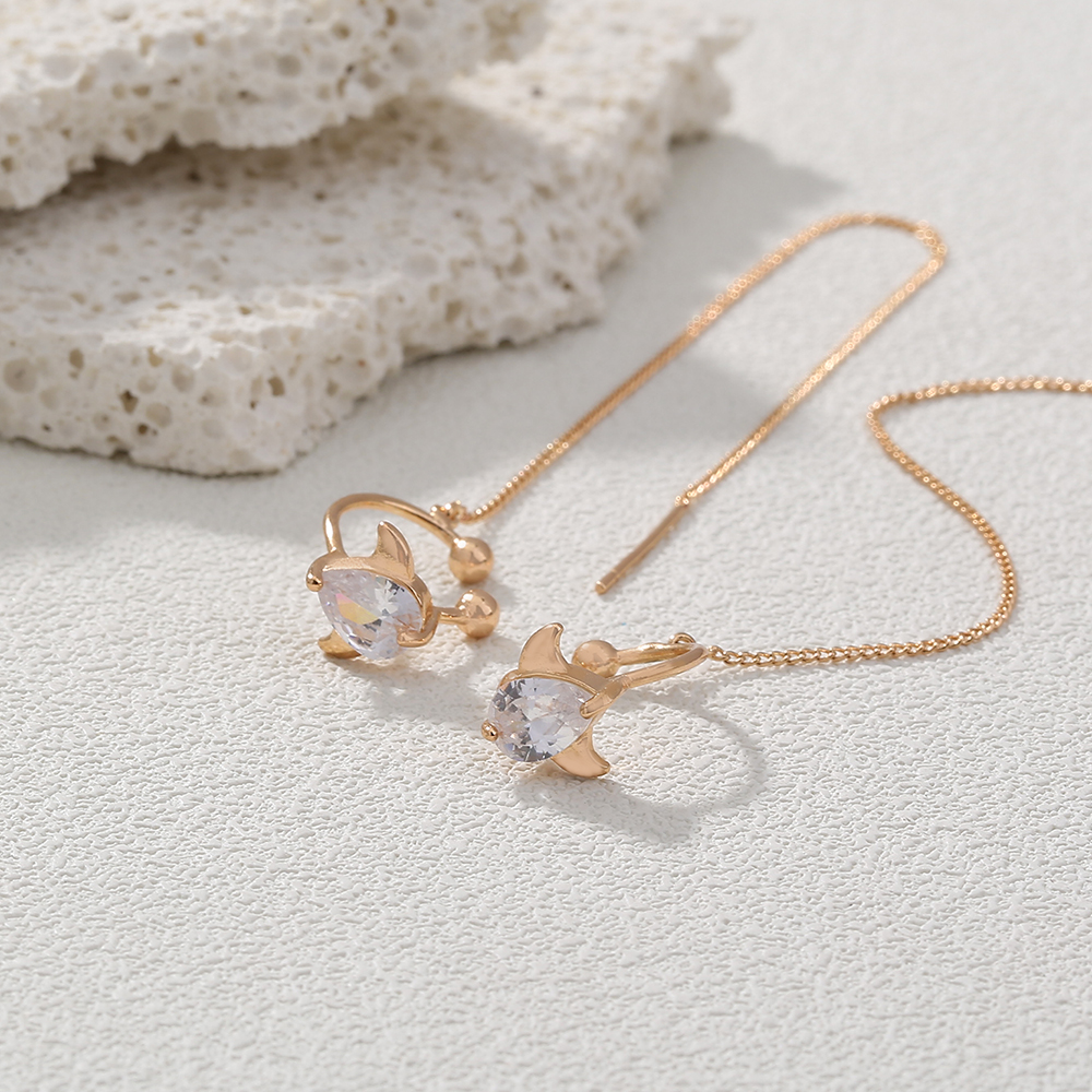 Copper Micro Inlaid Zircon Tassel Earrings Temperament Ear Line Creative Fashion New Fashion Ear Stud Cool Style Earrings