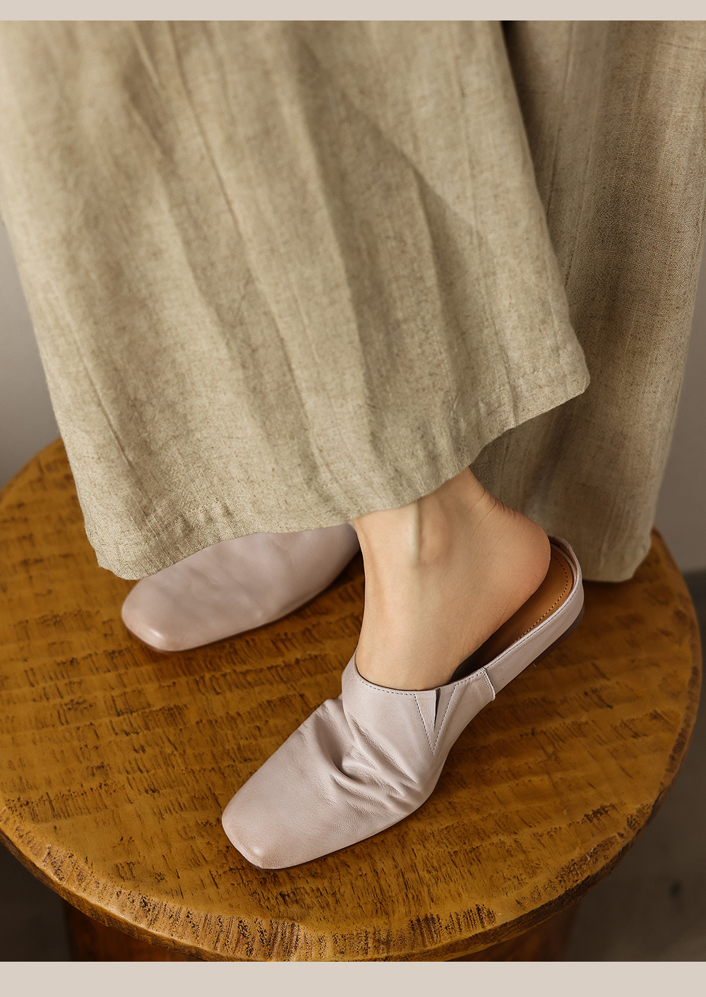 Sheepskin Ruched Mule Slides brown colorway – Sarah Express