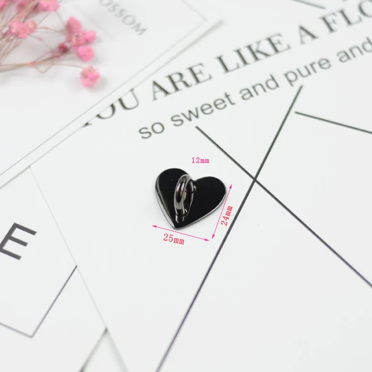Peach Heart Transparent Plastic Mobile Phone Ring Buckle - Black