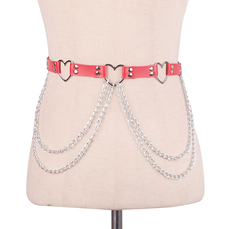 Title 8, Punk Leather Belt With Heart-shaped Metal Trim